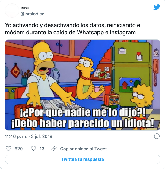 meme caida de whatsapp, facebook e instagram